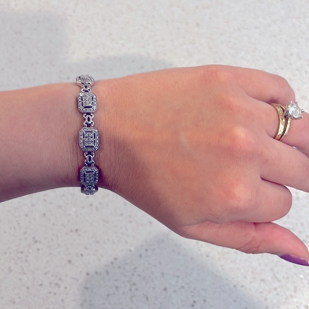 Sterling silver and diamond art deco bracelet